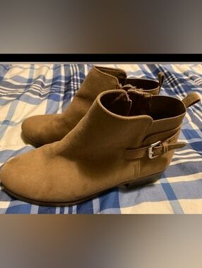 Women's Brown Suede Ankle Boots with Side Buckle